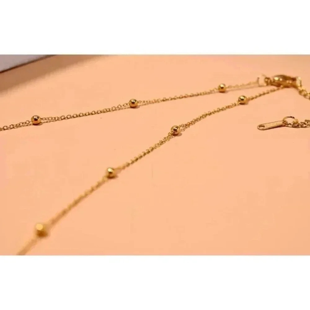 Crystal Beaded Gold Initial Necklace - Stainless Steel -Heart - Handmade - Picture 3 of 4